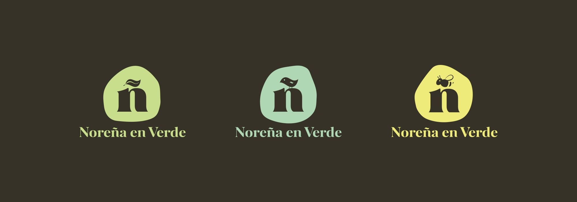 Variantes logo Noreña en Verde sobre color secundario