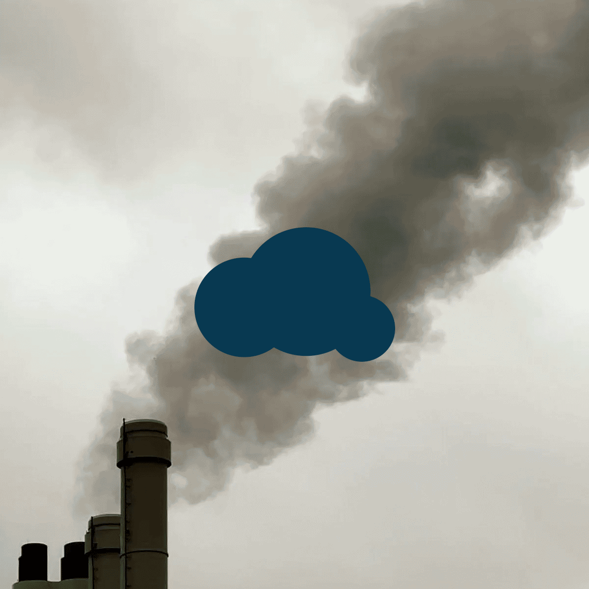 concepto-huellas-de-carbono-000 humo contaminante, nube con cielo azul y vegetación